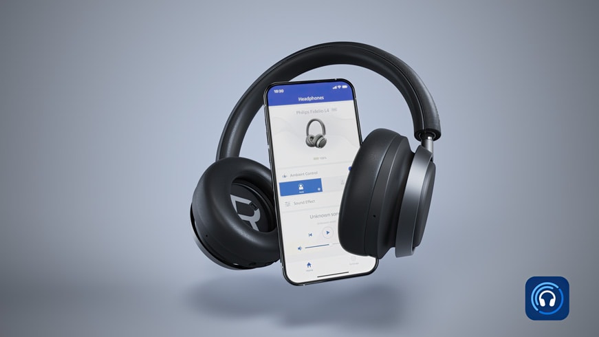Sluchátka L4 Fidelio připojená k aplikaci Philips Headphones