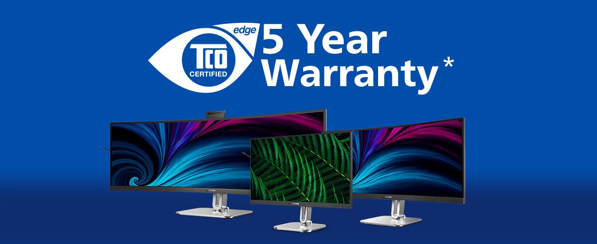 TCO certifikované monitory Philips a pětiletá záruka.