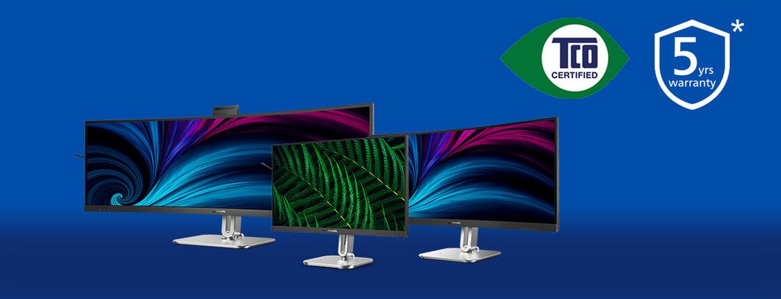 TCO certifikované monitory Philips a pětiletá záruka.