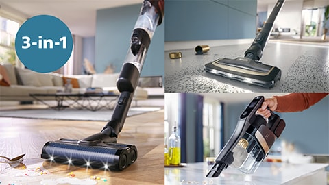 Bezdrátový vysavač Philips AquaTrio řady 9000 na vysávání a vytírání uklízí váš domov