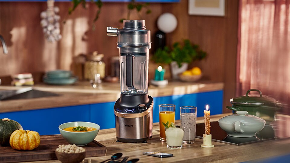 Návod k použití režimu odšťavňovače mixéru Philips Flip&Juice pro přípravu šťáv.