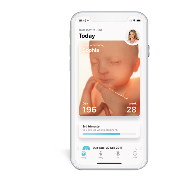 Aplikace Philips Těhotenství+ na chytrém telefonu